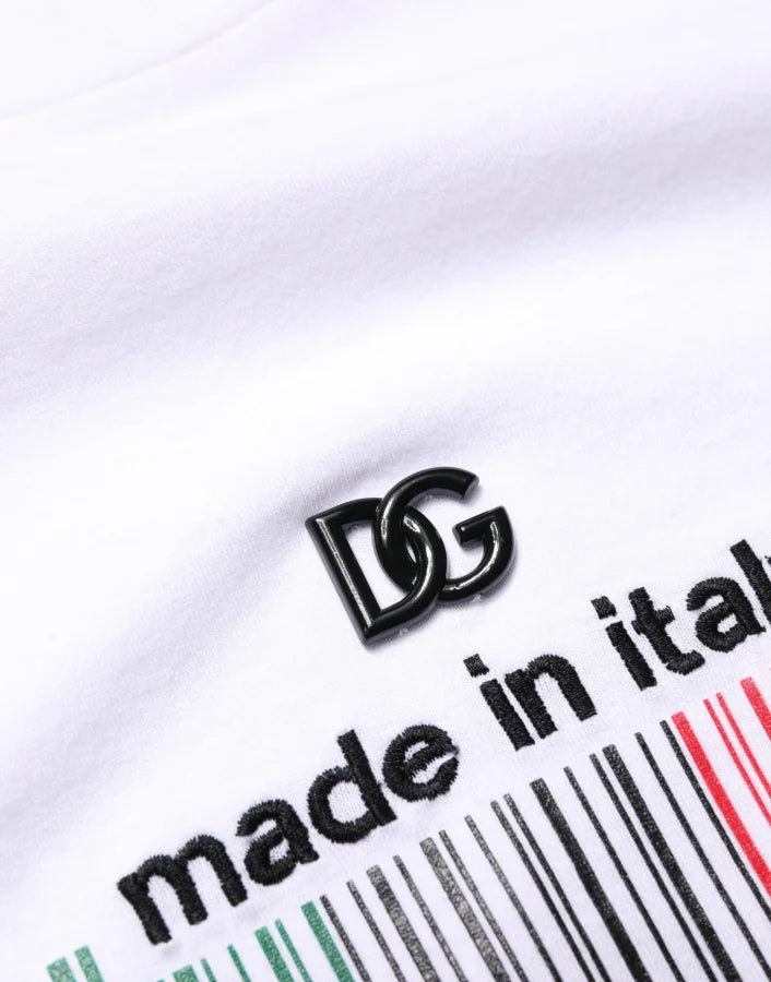 Dolce &amp; Gabbana White Barcode Cotton Crew Neck Men T-shirt