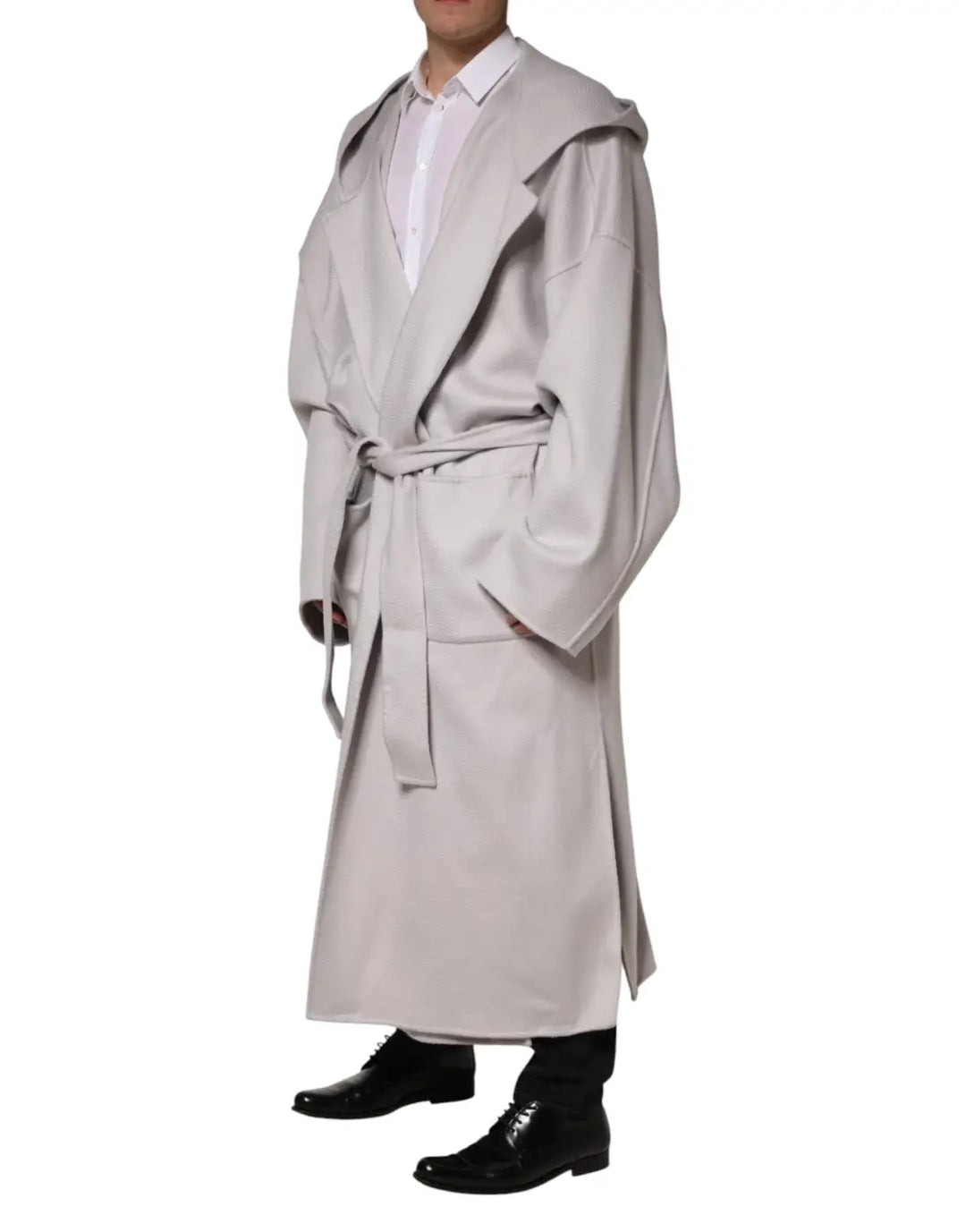 Dolce &amp; Gabbana Off White Belted Long Trench Coat Men Jacket