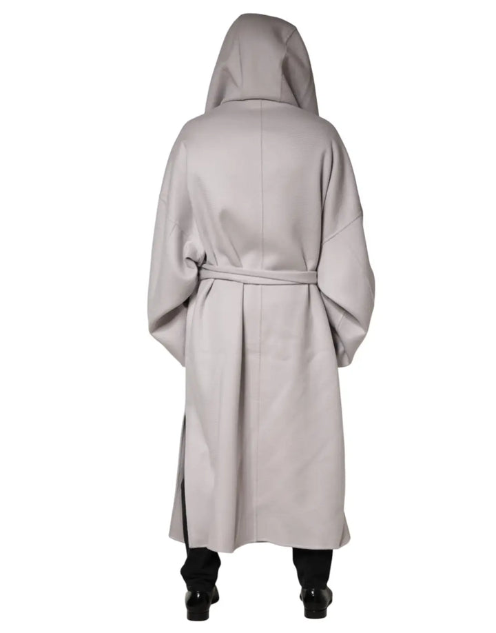 Dolce &amp; Gabbana Off White Belted Long Trench Coat Men Jacket