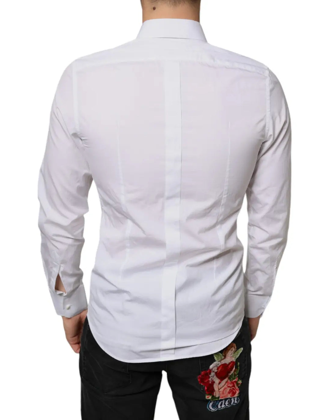 Dolce &amp; Gabbana White Bib Cotton Poplin Formal Dress Shirt