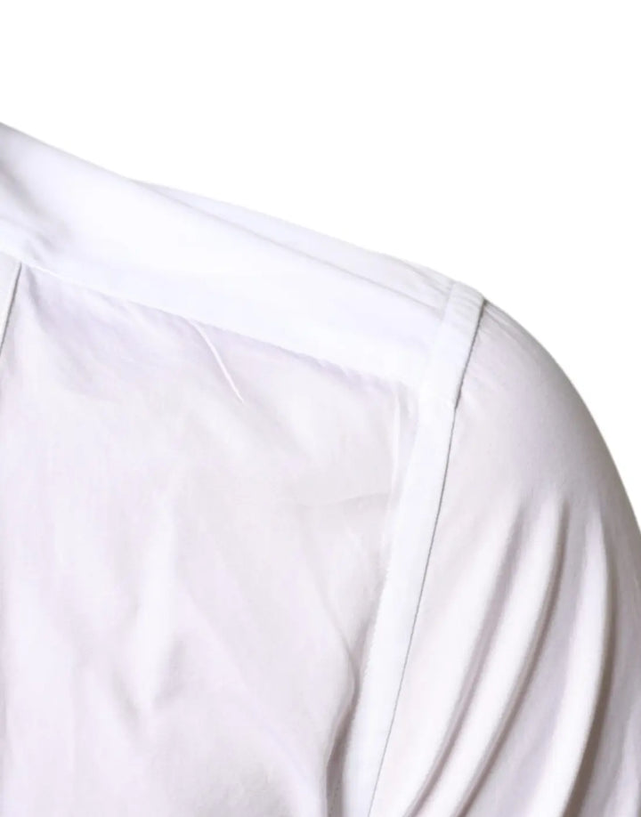 Dolce &amp; Gabbana White Bib Cotton Poplin Formal Dress Shirt
