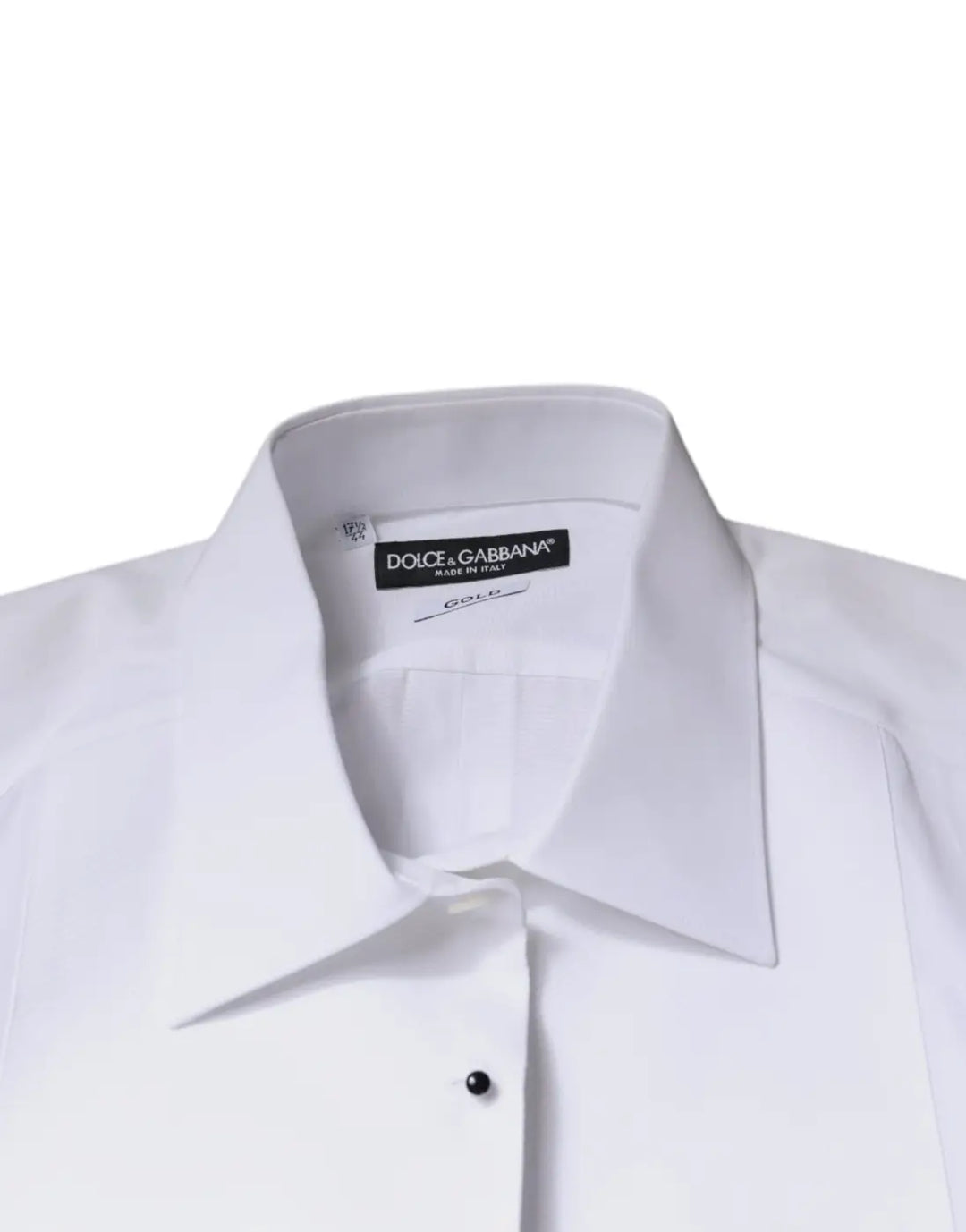 Dolce &amp; Gabbana White Bib Cotton Poplin GOLD Formal Shirt
