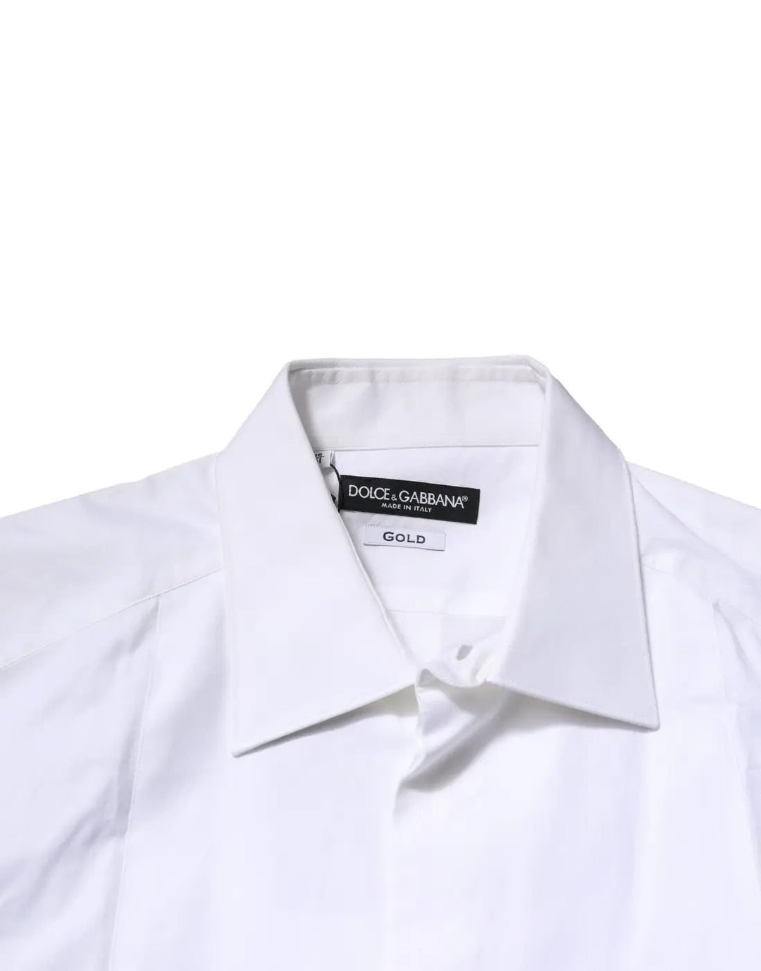 Dolce &amp; Gabbana White Bib Cotton Poplin GOLD Men Formal Shirt