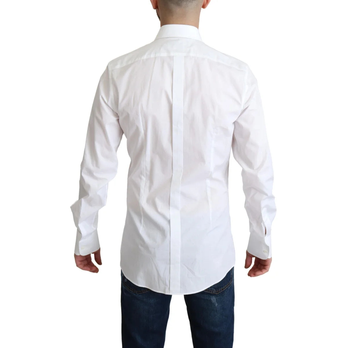 Dolce and Gabbana White Bib Cotton Poplin Shirt Stunning Authentic Style &