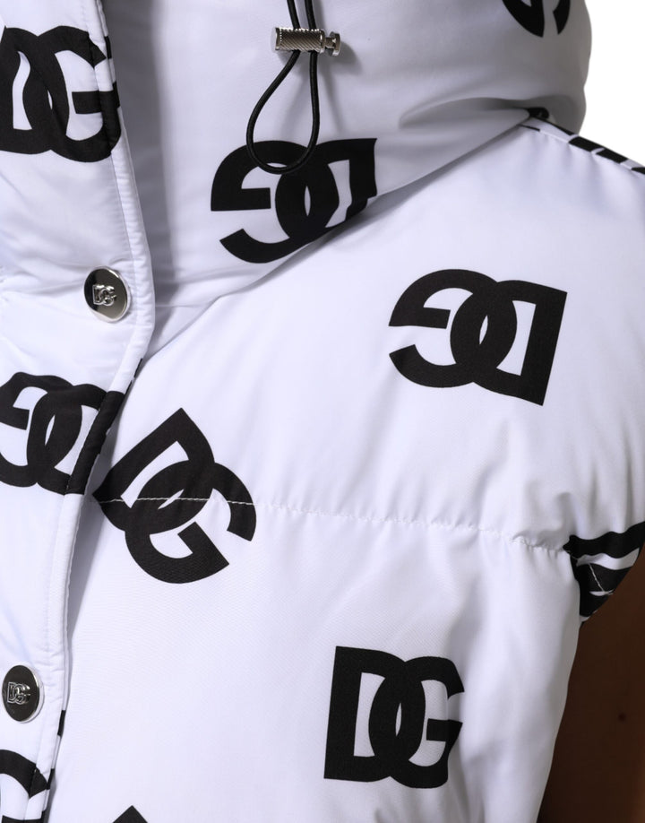 Dolce &amp; Gabbana Puffer Jackets - White Black DG Mania Polyester Jacket