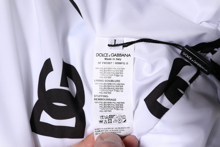 Dolce &amp; Gabbana Puffer Jackets - White Black DG Mania Polyester Jacket