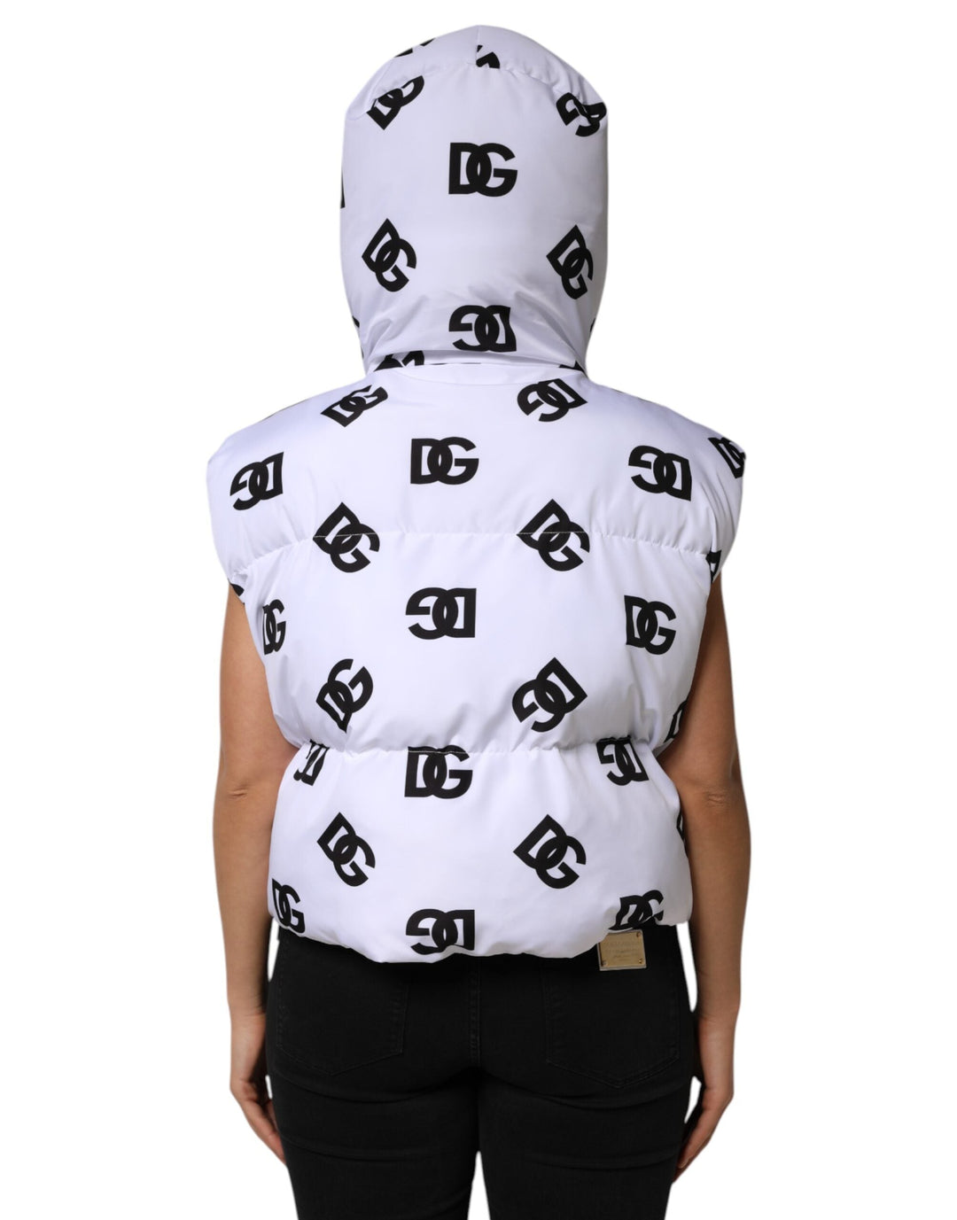 Dolce &amp; Gabbana Puffer Jackets - White Black DG Mania Polyester Jacket