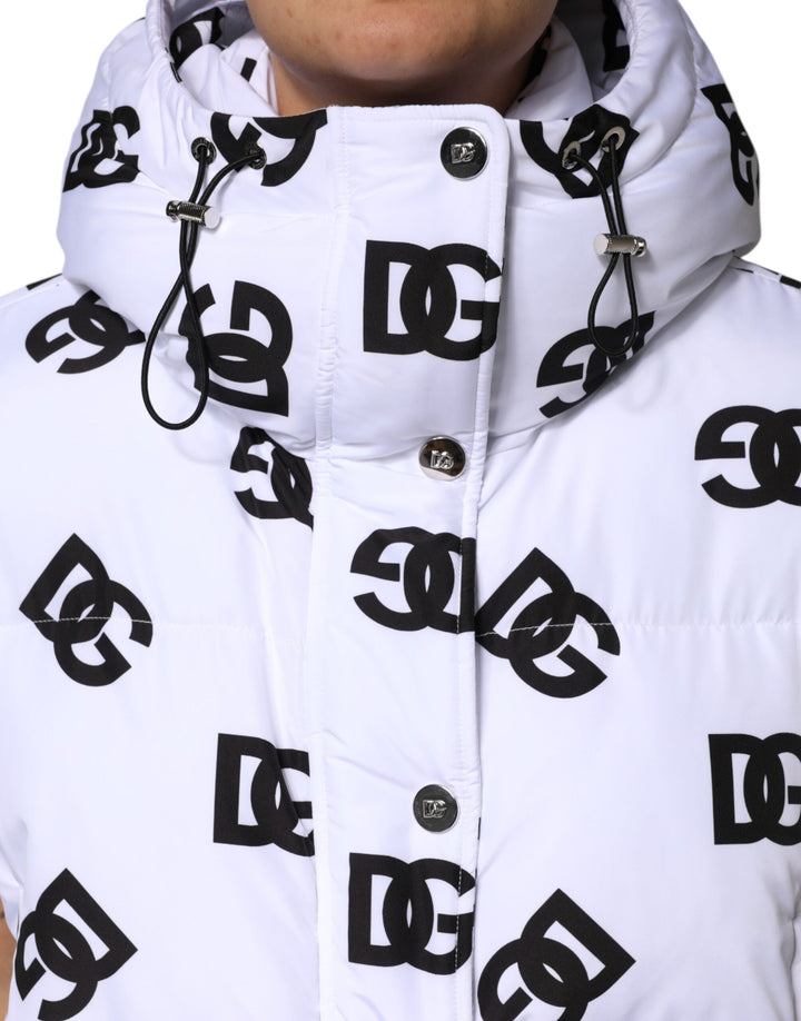 Dolce &amp; Gabbana Puffer Jackets - White Black DG Mania Polyester Jacket