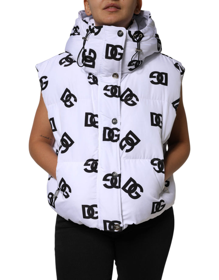 Dolce &amp; Gabbana Puffer Jackets - White Black DG Mania Polyester Jacket