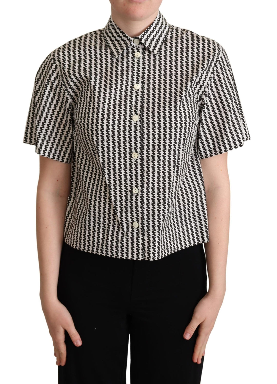 Dolce &amp; Gabbana Polos - White Black Fantasy Pattern Shirt