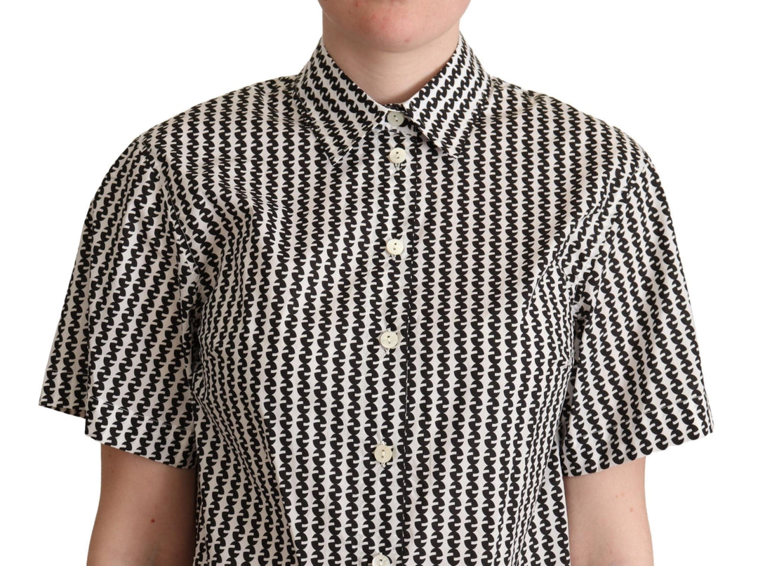 Dolce &amp; Gabbana Polos - White Black Fantasy Pattern Shirt