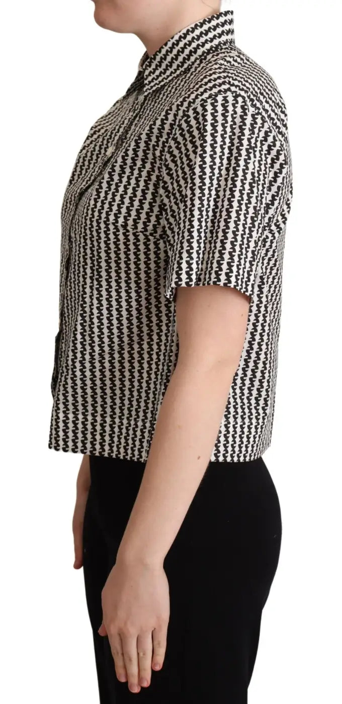 Dolce &amp; Gabbana White Black Fantasy Pattern Shirt