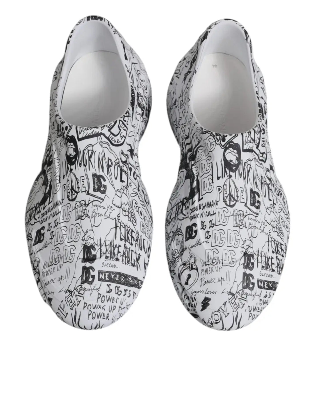 Dolce &amp; Gabbana White Black Graffiti Daymaster Sneakers Shoes