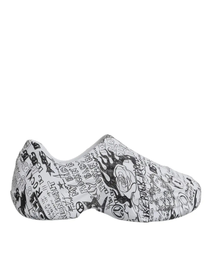 Dolce &amp; Gabbana White Black Graffiti Daymaster Sneakers Shoes