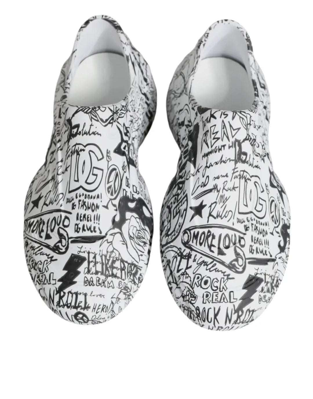 Dolce &amp; Gabbana White Black Graffiti Daymaster Sneakers Shoes
