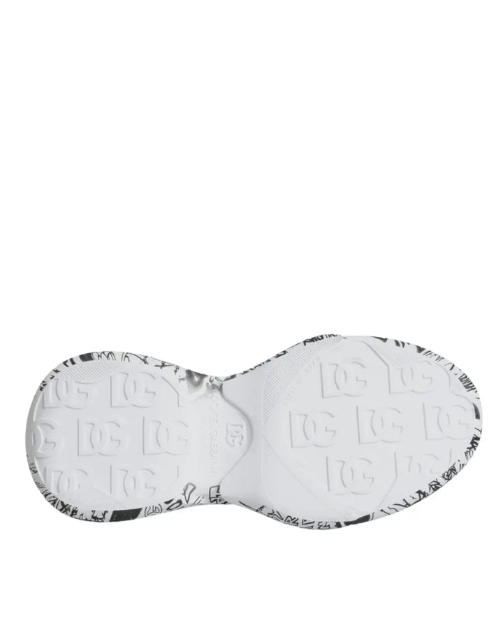 Dolce &amp; Gabbana White Black Graffiti Daymaster Sneakers Shoes