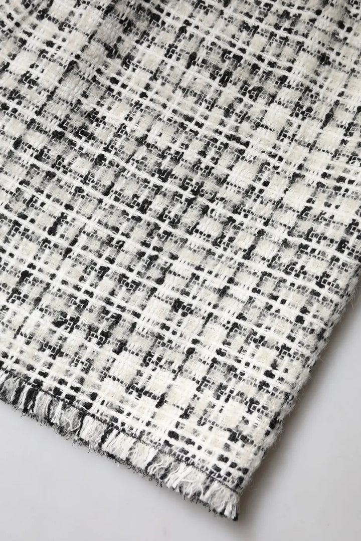 Dolce &amp; Gabbana White Black High Waist Tartan Tweed Mini Skirt