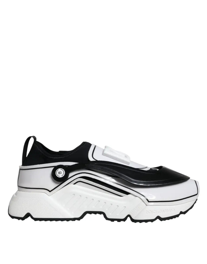 Dolce &amp; Gabbana White Black Logo Plaque Daymaster Sneakers Shoes