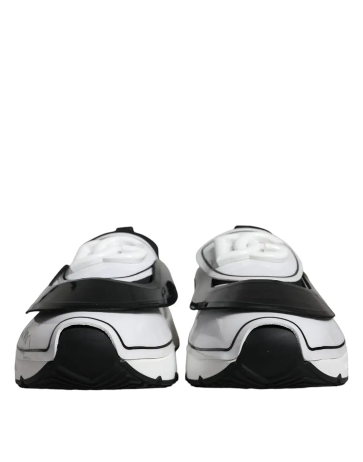 Dolce &amp; Gabbana White Black Logo Plaque Daymaster Sneakers Shoes
