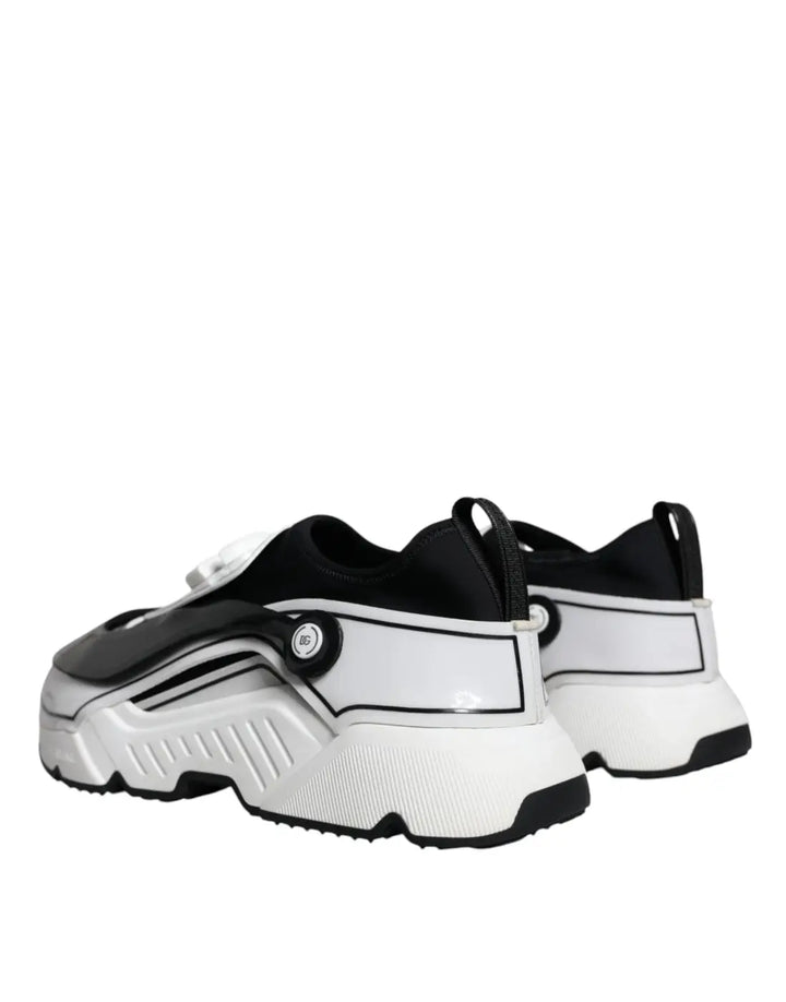 Dolce &amp; Gabbana White Black Logo Plaque Daymaster Sneakers Shoes