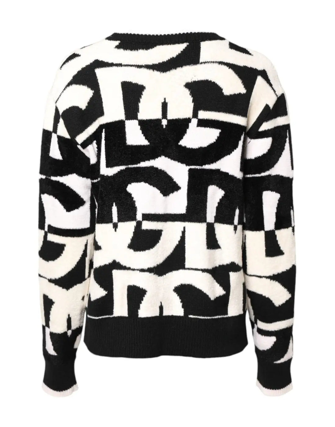 Dolce &amp; Gabbana White Black Logo Print Women Pullover Sweater