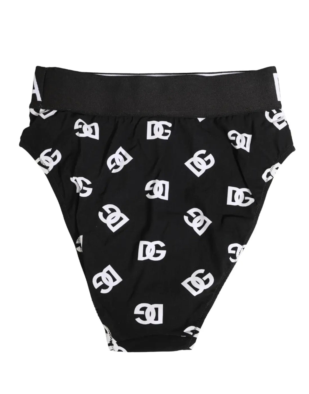 Dolce &amp; Gabbana White Black Logo Waistband Midi Brief Underwear