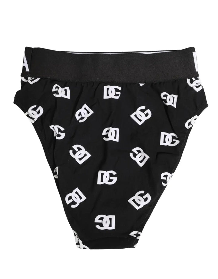 Dolce &amp; Gabbana White Black Logo Waistband Midi Brief Underwear