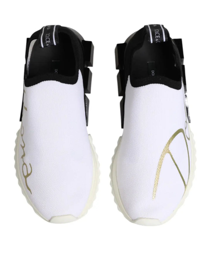 Dolce &amp; Gabbana White Black Low Top Sorrento Sneakers Shoes