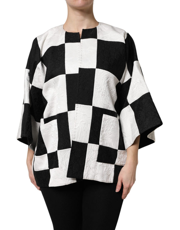 Dolce & Gabbana Sport Jackets - White Black Patchwork Jacquard Blazer Jacket