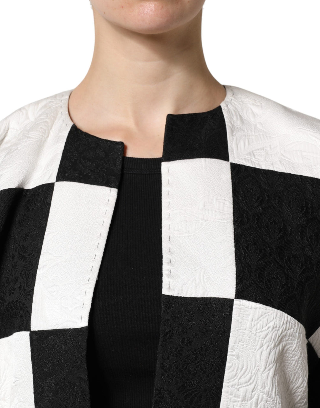 Dolce &amp; Gabbana Sport Jackets - White Black Patchwork Jacquard Blazer Jacket