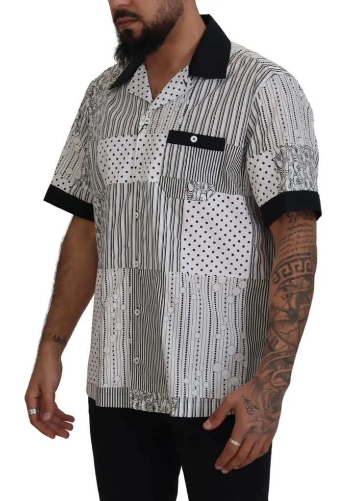 Dolce &amp; Gabbana White Black Patterned Button Down Shirt