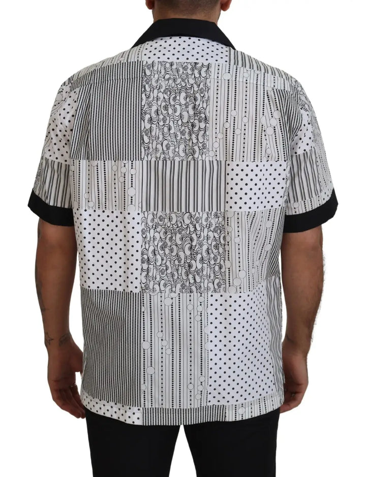 Dolce &amp; Gabbana White Black Patterned Button Down Shirt