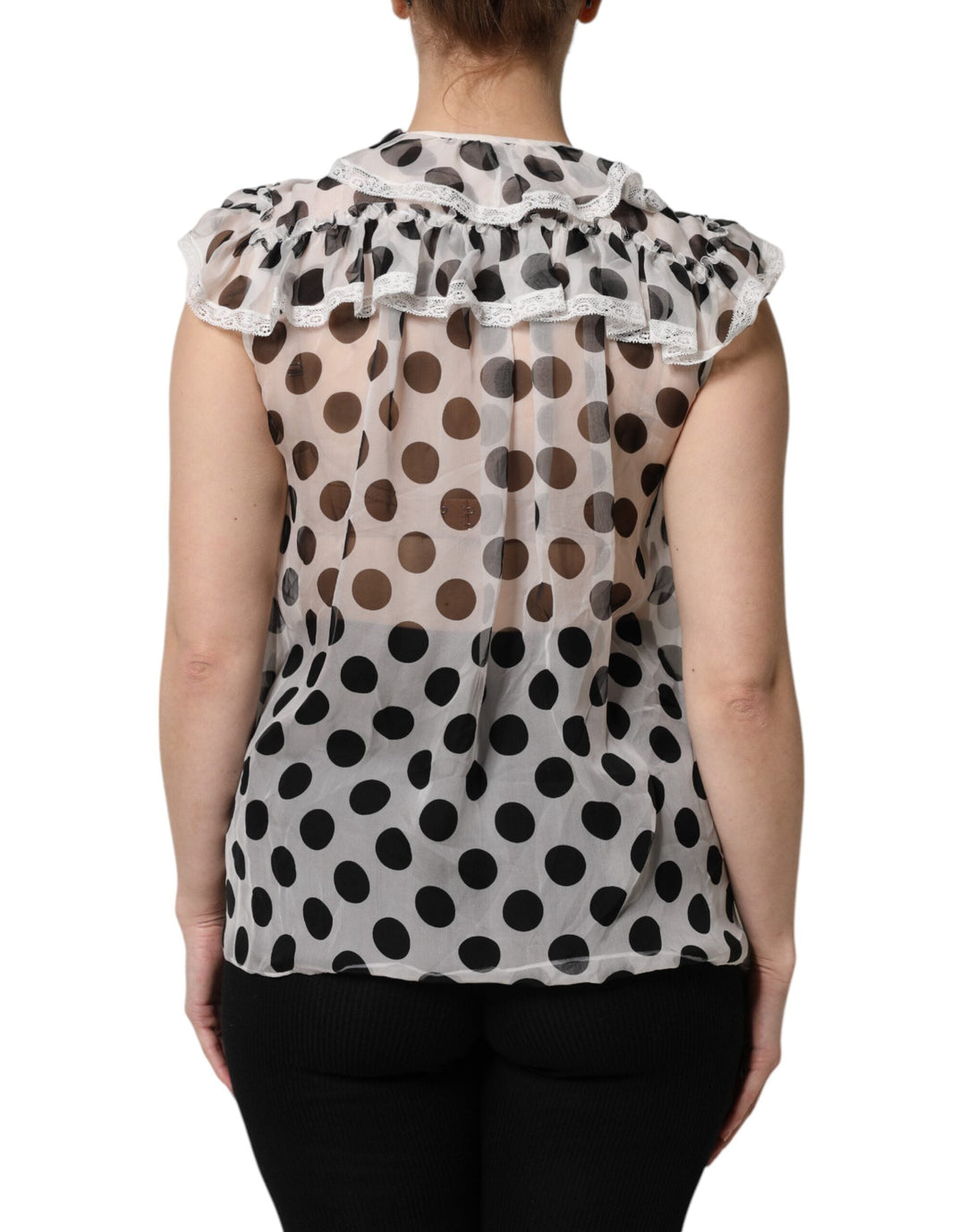 Dolce &amp; Gabbana Blouses - Women’s White Black Polka Dot Cotton Sleeveless Top