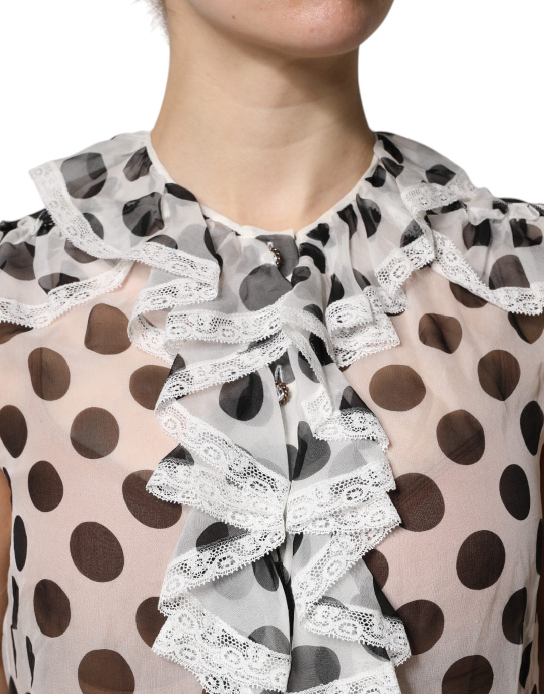 Dolce &amp; Gabbana Blouses - Women’s White Black Polka Dot Cotton Sleeveless Top