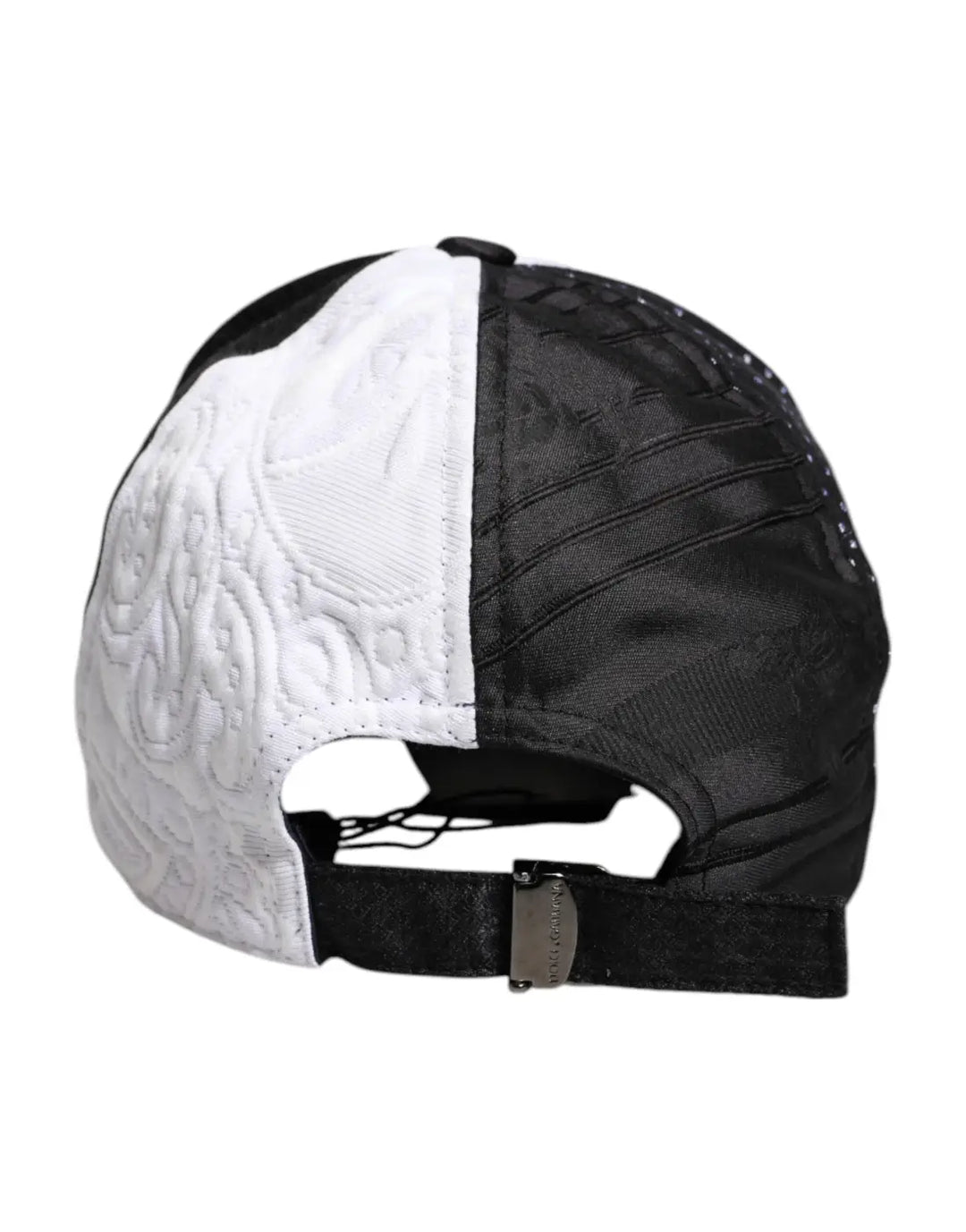 Dolce &amp; Gabbana White Black Polka Dot Feathers Baseball Cap