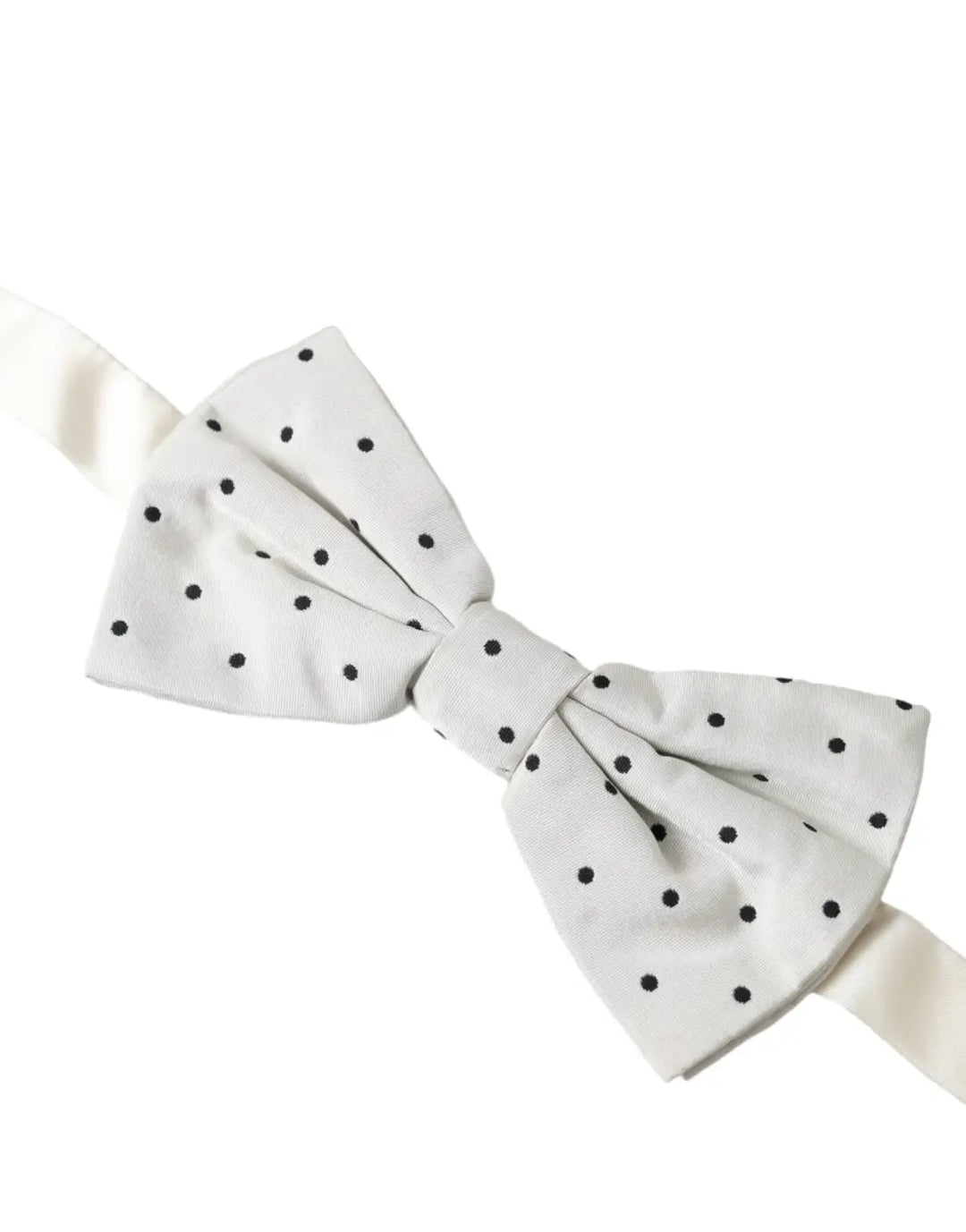 Dolce &amp; Gabbana White Black Polka Dot Polyester Bow Tie Men
