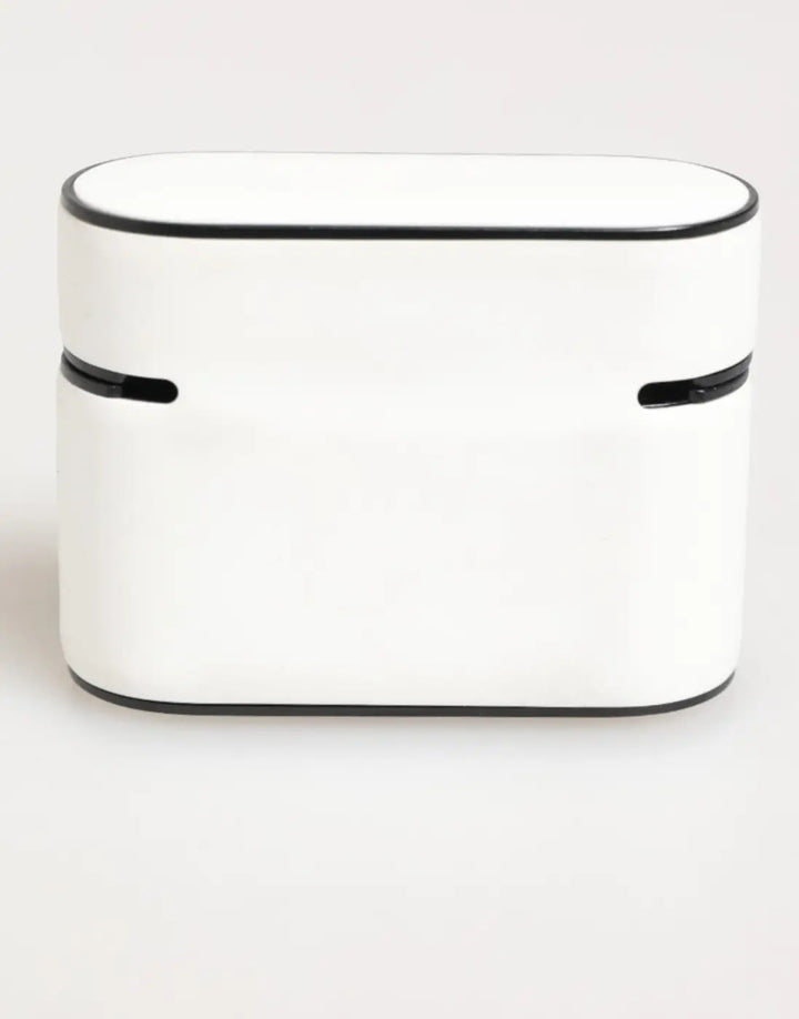 Dolce &amp; Gabbana White Black Rubber Logo Embossed Accessory Airpods Case