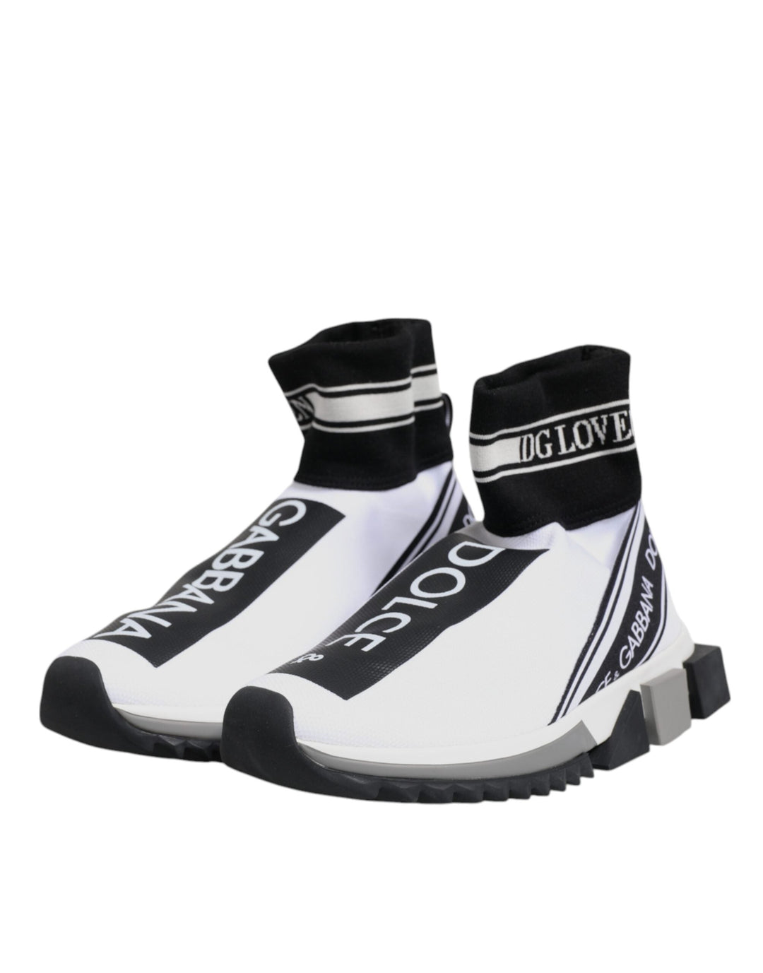 Dolce &amp; Gabbana White Black Sorrento Socks Sneakers Shoes