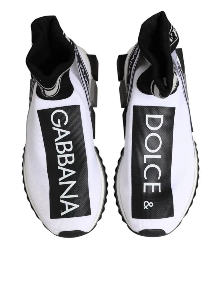 Dolce &amp; Gabbana White Black Sorrento Socks Sneakers Shoes