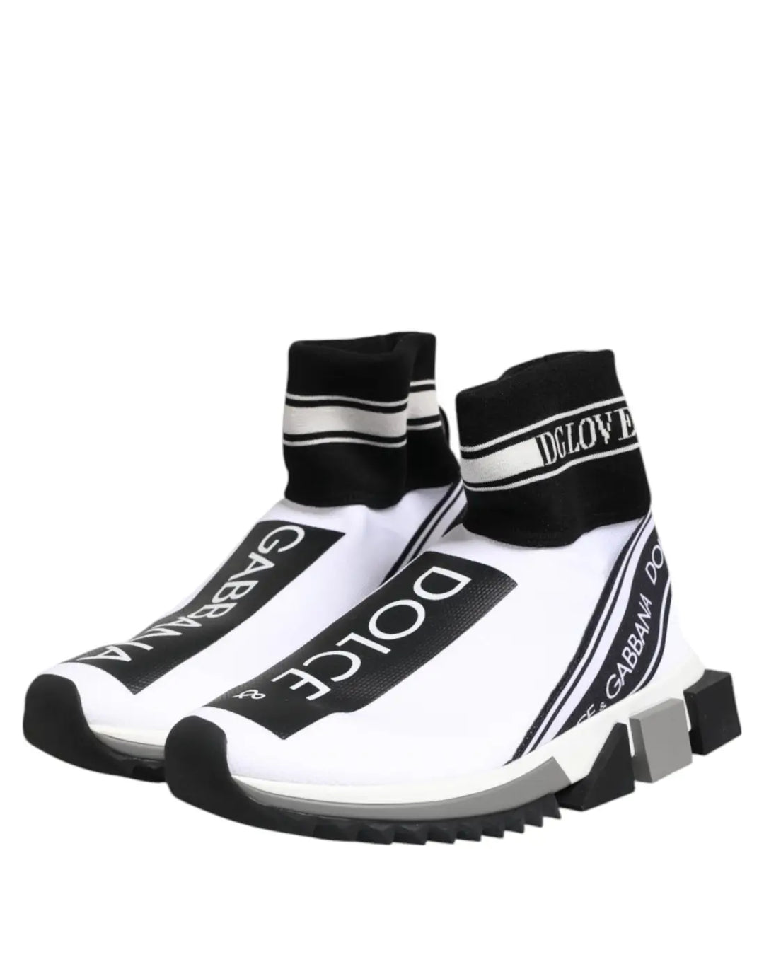 Dolce &amp; Gabbana White Black Sorrento Socks Sneakers Shoes