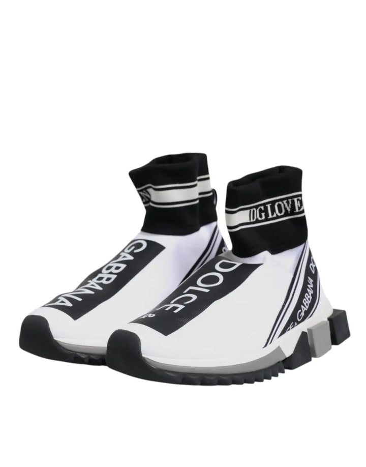 Dolce &amp; Gabbana White Black Sorrento Socks Sneakers Shoes