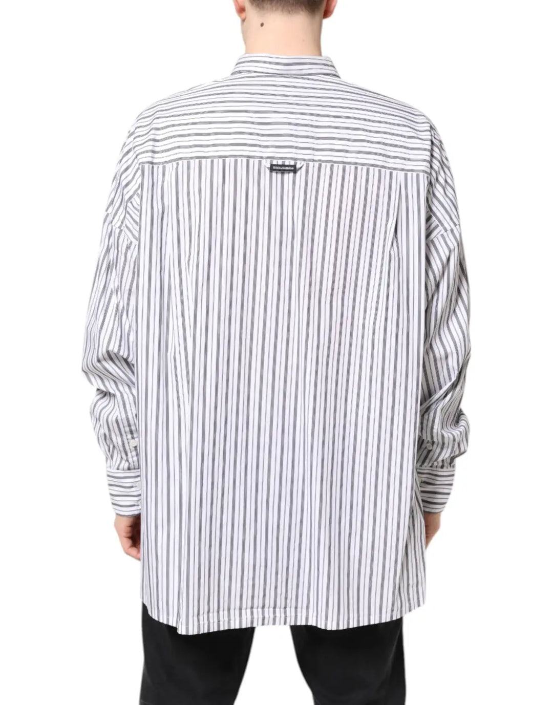 Dolce &amp; Gabbana White Black Stripe Button Down Casual Shirt