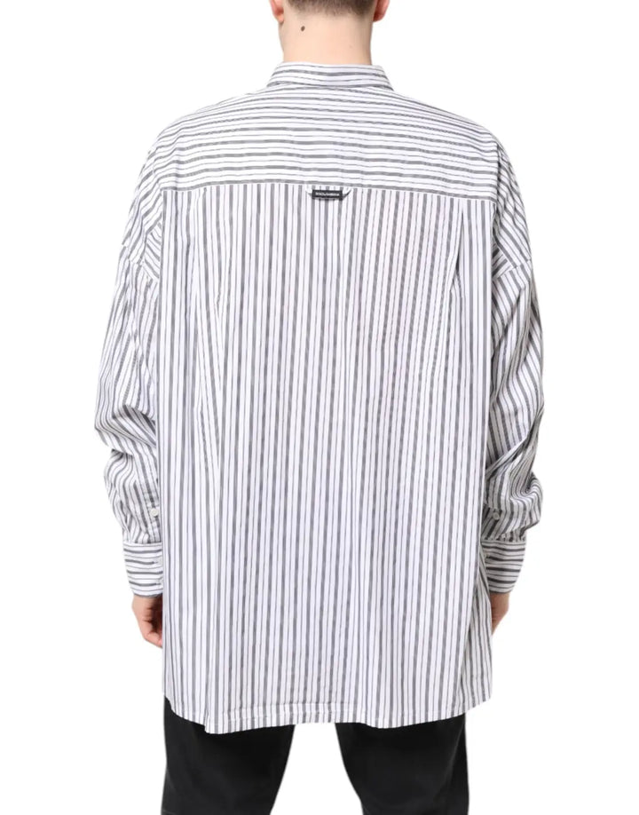Dolce &amp; Gabbana White Black Stripe Button Down Casual Shirt