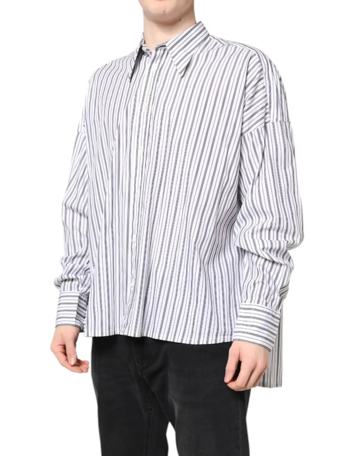 Dolce &amp; Gabbana White Black Stripe Button Down Casual Shirt