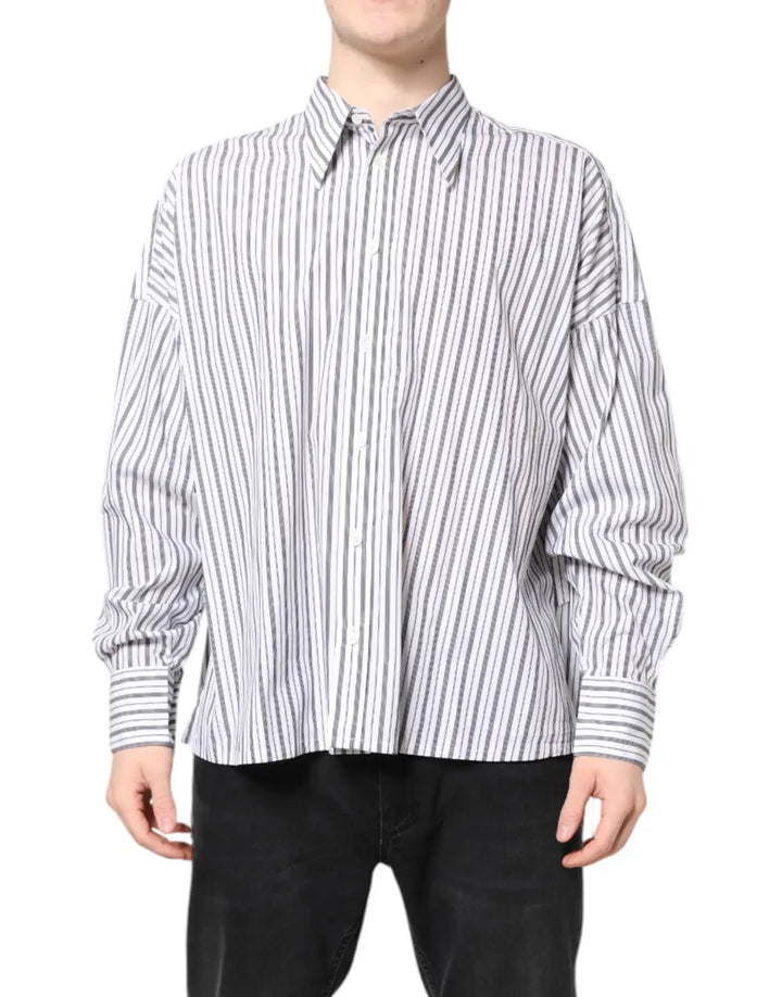 Dolce &amp; Gabbana White Black Stripe Button Down Casual Shirt