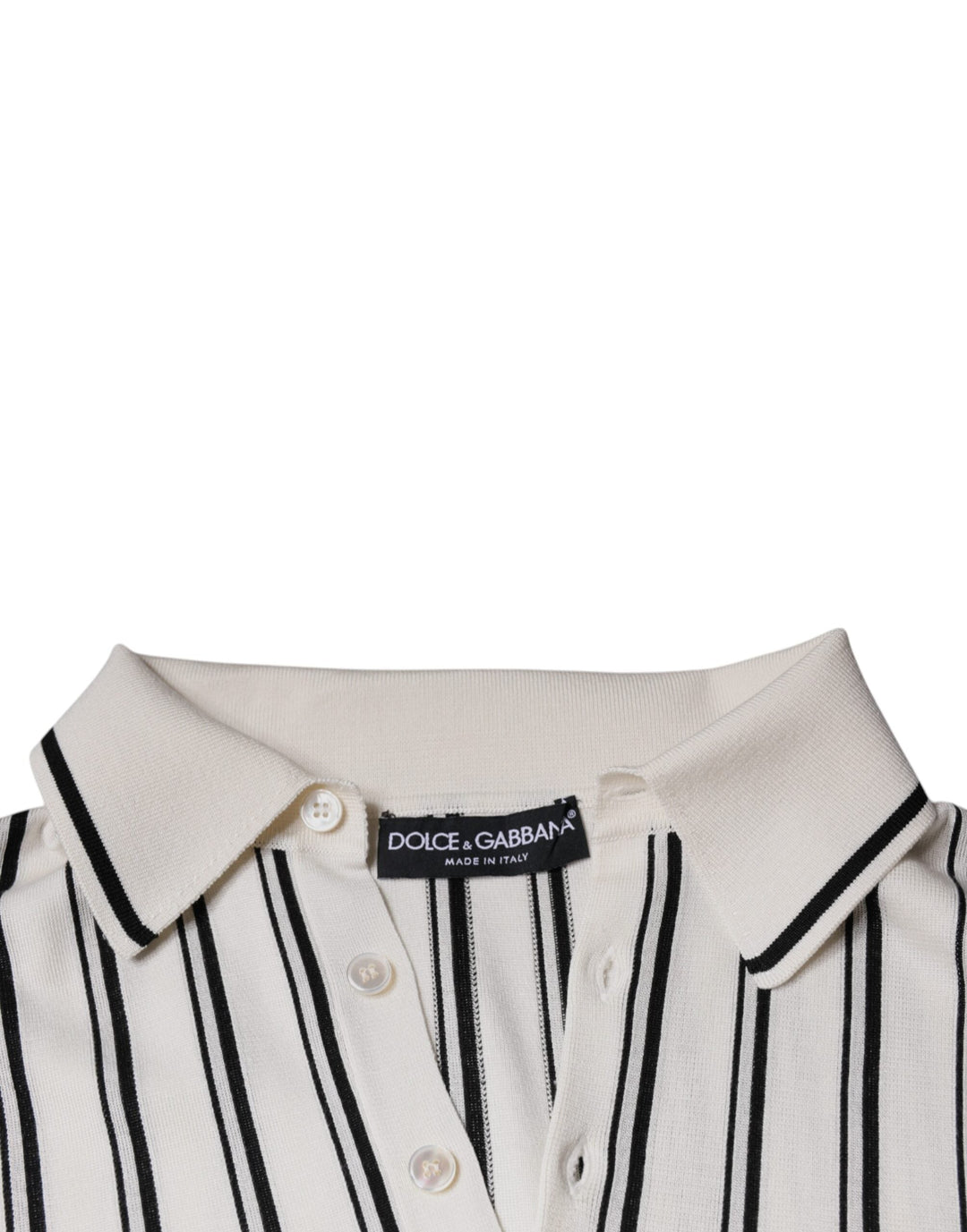 Dolce &amp; Gabbana White Black Stripe Polo Short Sleeve T-shirt