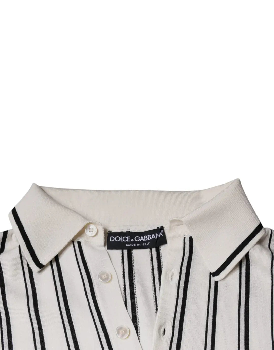 Dolce &amp; Gabbana White Black Stripe Polo Short Sleeve T-shirt