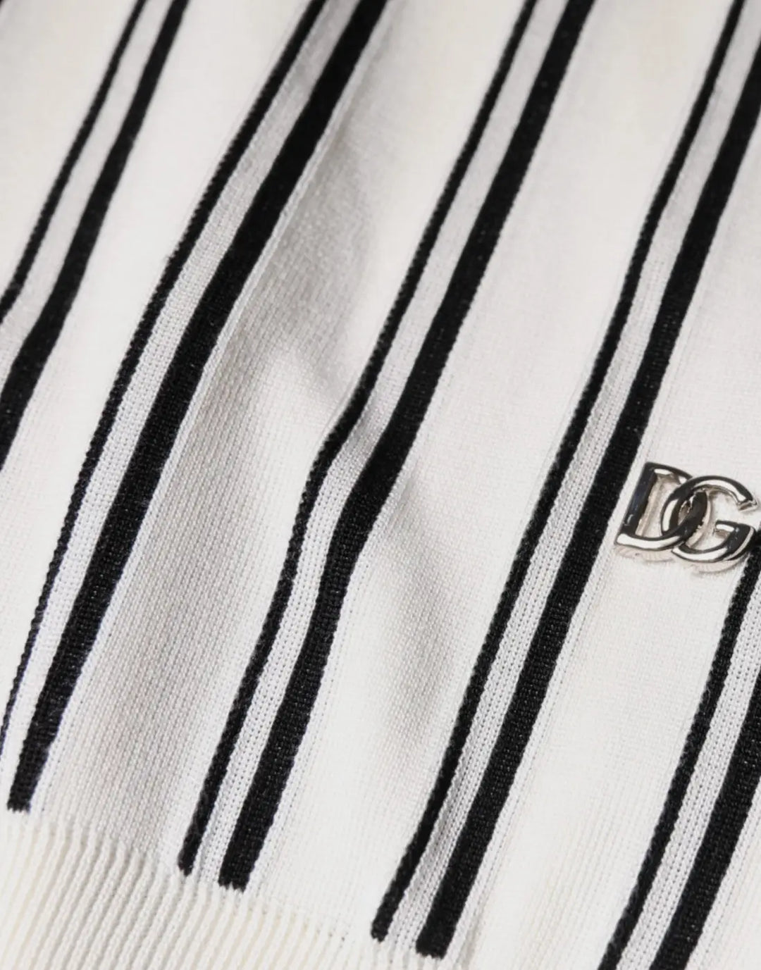 Dolce &amp; Gabbana White Black Stripe Polo Short Sleeve T-shirt