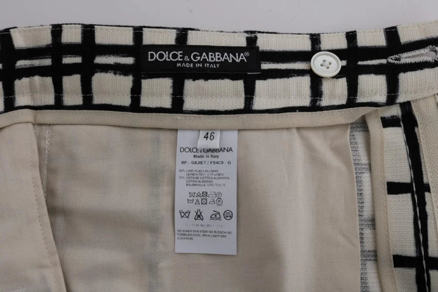 Dolce &amp; Gabbana White Black Striped Casual Shorts