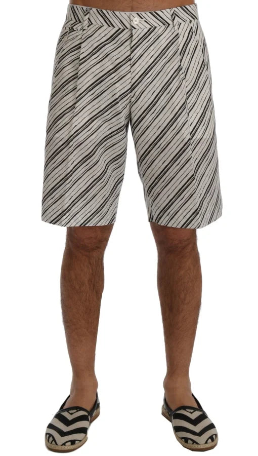 Dolce &amp; Gabbana White Black Striped Casual Shorts